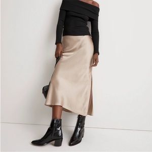 Madewell Satin Maxi Slip Skirt matchstick natural